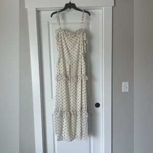 julia jordan Women's Tie-Strap Ruffle-Tier Maxi Polka Dot Dress Size M